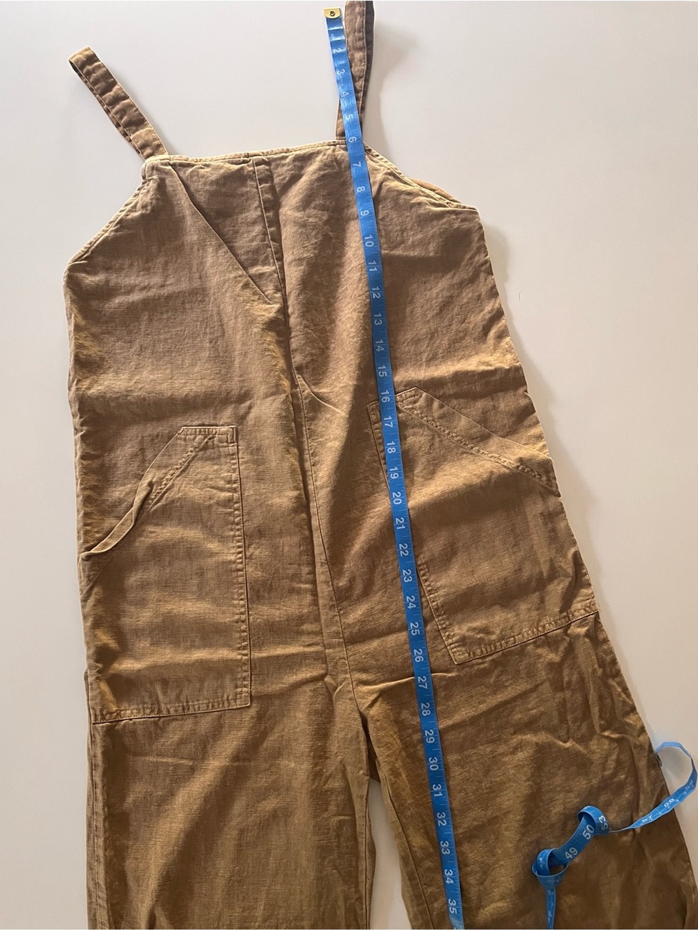 Tan Utility Linen Jumpsuit Excellent Condition Size XS Garden Farm Cottage - Picture 4 of 8